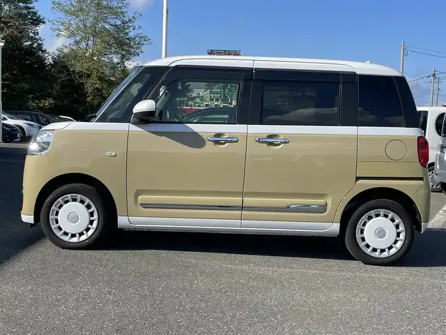 ダイハツ ムーヴ キャンバス ストライプス G ターボ 青森県 2023(令5)年 1.6万km シャイニングホワイトパール/サンドベージュメタリック 4WD/純正メモリナビ/フルセグTV/CD/DVD/BT/バックカメラ/前席シートヒーター/プッシュスタート/スマートキー/LEDヘッドライト/クルーズコントロール/プッシュスタート/両側パワースライドドア/保温機能付きカップホルダー