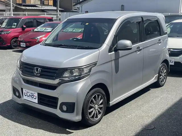 ホンダ Ｎ ＷＧＮ カスタム G ターボパッケージ 愛知県 2014(平26)年 5.4万km カトラリーシルバーM (株)IDOMが運営する【じしゃロン豊川店】の自社ローン専用車両になります。こちらは現金またはオートローンご利用時の価格です。自社ローンご希望の方は別途その旨お申付け下さい/ 社外メモリナビ/　◯ CD再生機能/　◯ DVD再生機能/　◯ フルセグTV/ ハーフレザーシート/ バックカメラ/ ETC/ 革巻ステアリング/ ステアリングスイッチ/ パドルシフト/ クルーズコントロール/ ウインカーミラー/ ドアバイザー/ 純正フロアマット