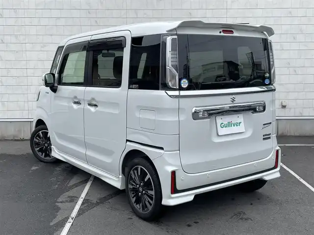 スズキ スペーシア カスタム HYBRID XS 静岡県 2019(令1)年 1.1万km ピュアホワイトP ワンオーナー　社外ＳＤナビ　ＴＶ　Ｂｌｕｅｔｏｏｔｈ接続　ＤＶＤ再生　全方位カメラ　両側パワスラ　運転席シートヒーター　パーキングソナー　LEDオートライト・オートハイビーム