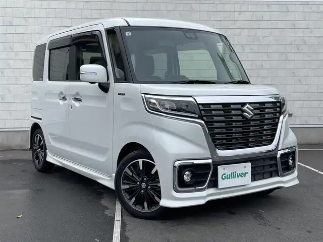 スズキ スペーシア カスタム HYBRID XS 静岡県 2019(令1)年 1.1万km ピュアホワイトP ワンオーナー　社外ＳＤナビ　ＴＶ　Ｂｌｕｅｔｏｏｔｈ接続　ＤＶＤ再生　全方位カメラ　両側パワスラ　運転席シートヒーター　パーキングソナー　LEDオートライト・オートハイビーム