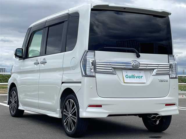 ダイハツ タント カスタム RS トップED SA Ⅲ 熊本県 2017(平29)年 6.2万km パールホワイトⅢ 純正8インチナビ/・フルセグTV/CD/DVD/SD/HDMI/Bluetooth/バックカメラ/両側パワースライドドア/ハーフレザーシート/D席シートヒーター/衝突被害軽減ブレーキ/車線逸脱警報機能/ISOFIX対応/後席用サイドサンシェード/革巻きステアリング/ステアリングリモコン/プッシュスタート/スマートキー/ETC/ウィンカーミラー/オートハイビーム/純正LEDヘッドライト/純正LEDフォグライト/純正15インチアルミ/純正フロアマット/純正ドアバイザ―/スペアキー１本