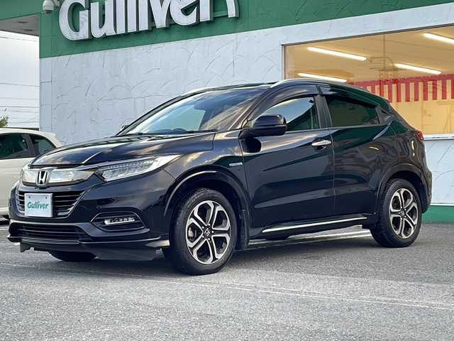 ホンダ ヴェゼル ハイブリッド Z ホンダセンシング 徳島県 2018(平30)年 7.7万km クリスタルブラックパール 社外SDナビ　VXM-185VFi/（DISC/ラジオ/フルセグ/BT/USB/iPod）/パドルシフト/オートブレーキホールド/ワイパーデザイアー/追従式クルーズコントロール/ETC/ハーフレザーシート/D・N席シートヒーター/LEDヘッドライト/純正17インチアルミホイール/純正フロアマット/ドライブレコーダー/ECON/ドアバイザー/フォグライト