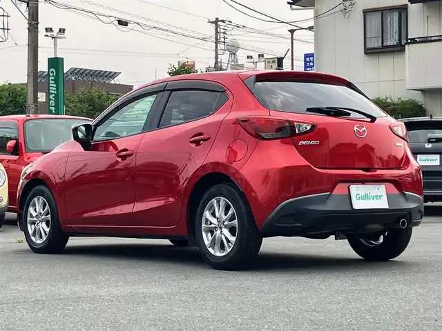マツダ デミオ 13S Lパッケージ 静岡県 2014(平26)年 8.2万km ソウルレッドプレミアムメタリック エンジンスタートボタン/パワーステアリング/パワーウィンドウ/アイドリングストップ/スマートキー/スペアキー１本/オートエアコン/純正SDナビ（BT）/バックカメラ/ドライブレコーダー/純正フロアマット/純正アルミホイール/ハーフレザー/ABS/横滑り防止装置/オートライト/LEDヘッドライト/W+サイドエアバック/衝突軽減システム/純正アームレスト