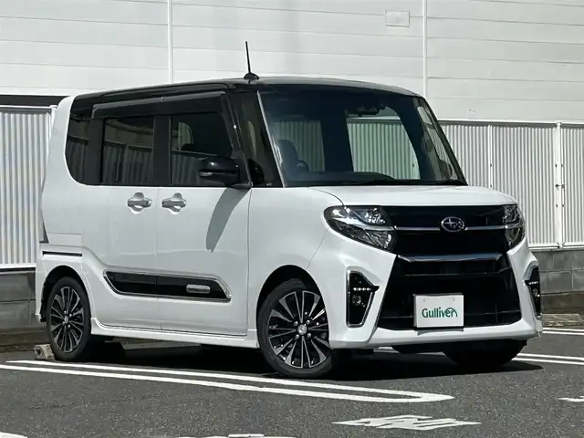 スバル シフォン カスタムRS スマートアシスト 群馬県 2021(令3)年 2.1万km ブラックマイカメタリック/シャイニングホワイトパール ワンオーナー/純正ナビ(FM・AM/CD・DVD/BT)/フルセグテレビ/ビルトインETC/プリクラッシュ/横滑り防止装置/バックカメラ/スマートキー×1/ドラレコ前方/純正フロアマット/純正アルミホイール/LEDヘッドライト/オートライト/エアバッグ(W+サイド)/ハーフレザーシート/シートヒーター(D+N席)/純正ドアバイザー/プッシュスタート/コーナーセンサー前後/電格ミラー/取扱説明書/保証書/記録簿