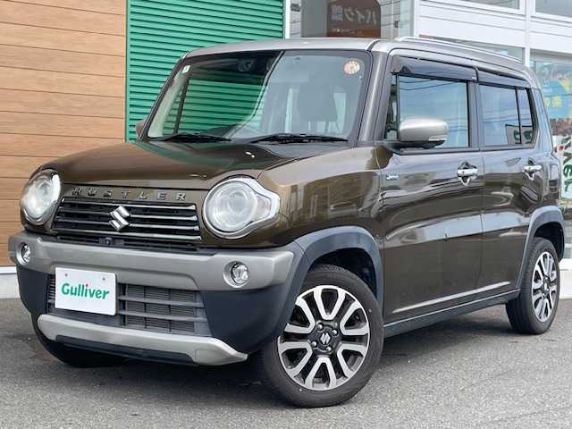 スズキ ハスラー Jスタイル Ⅲ ターボ 静岡県 2018(平30)年 3.3万km ブレイブカーキパール/スチールシルバー ワンオーナー/Panasonicナビ（iPod フルセグTV SD DVD Bluetooth）/MTモード付きAT/アイドリングストップ/純正アルミホイール/純正フロアマット/ルーフレール/ハーフレザーシート/ベンチシート/ETC/スマートキー/スペアキー×１/取扱説明書/保証書