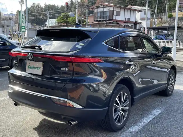 トヨタ ハリアー ハイブリッド G 岐阜県 2021(令3)年 4.8万km プレシャスブラックパール ワンオーナー/4WD/純正ナビ/【Bluetooth．AM/FM．AUX．USB】/ハーフレザーシート/パワーシート/電動リアゲート/コーナーセンサー/ブラインドスポットモニター/デジタルインナーミラー/バックカメラ/クルーズコントロール/衝突軽減ブレーキ/レーンキープアシスト/ETC/電動格納ドアミラー/ウィンカーミラー/LEDオートマチックハイビーム/フォグライト/純正18インチアルミホイール/純正フロアマット/保証書/取扱説明書/スペアキー