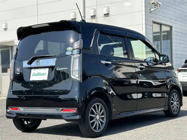 ホンダ Ｎ ＷＧＮ カスタム G 広島県 2014(平26)年 9.5万km スマートブラック ワンオーナー/純正メモリナビ(VXM-VSi)/　(Bluetooth/ワンセグテレビ/CD/DVD)/登録時走行距離/　94906km/バックカメラ/社外デジタルインナーミラー型ドライブレコーダー/オートライト/HIDヘッドライト/スマートキー/スペアキー/純正14インチアルミホイール/純正フロアマット/横滑り防止装置/保証書/取扱説明書