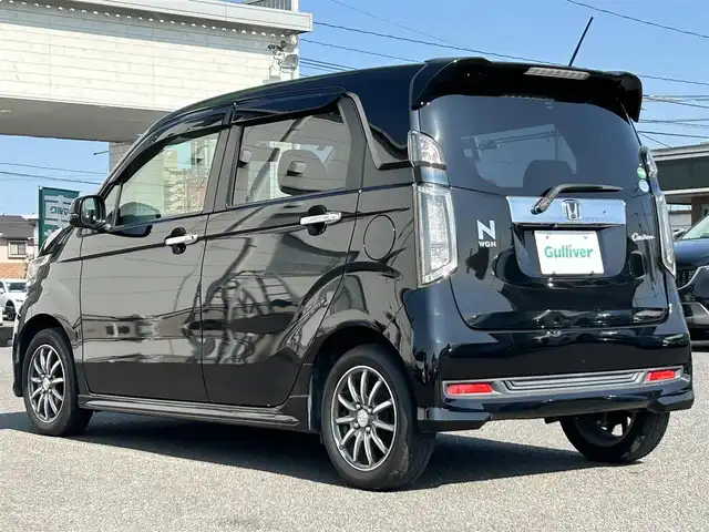 ホンダ Ｎ ＷＧＮ カスタム G 広島県 2014(平26)年 9.5万km スマートブラック ワンオーナー/純正メモリナビ(VXM-VSi)/　(Bluetooth/ワンセグテレビ/CD/DVD)/登録時走行距離/　94906km/バックカメラ/社外デジタルインナーミラー型ドライブレコーダー/オートライト/HIDヘッドライト/スマートキー/スペアキー/純正14インチアルミホイール/純正フロアマット/横滑り防止装置/保証書/取扱説明書