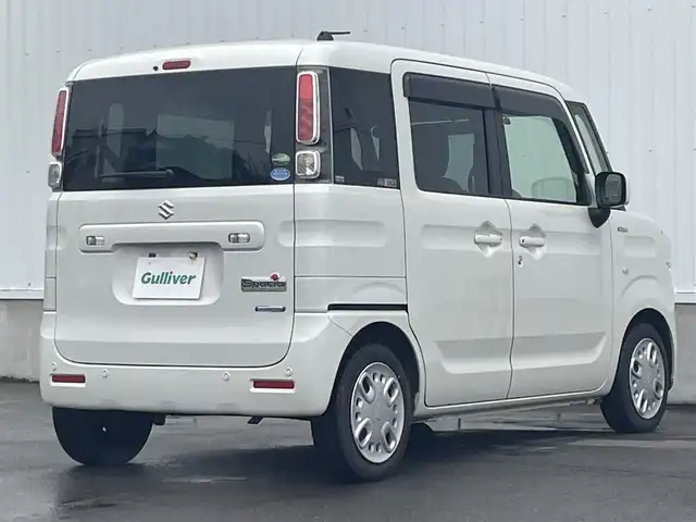 スズキ スペーシア HYBRID X 愛媛県 2018(平30)年 3.5万km ピュアホワイトP 純正ナビ（ワンセグTV/SDナビ）/両側パワースライドドア/ETC/USB/バックカメラ/ベンチシート/シートヒーター/純正フロアマット/AUX/ABS/横滑り防止装置/レーンキープアシスト/後方コーナーセンサー/Wサイドエアバッグ/衝突被害軽減システム