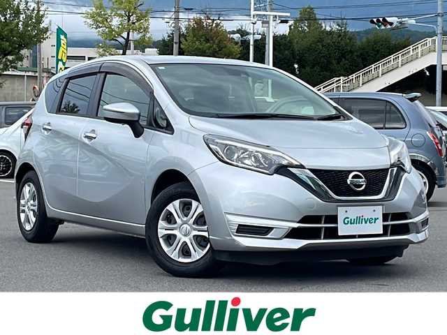 日産 ノート X 長野県 2017(平29)年 1.1万km ダークメタルグレー 社外ナビ/ETC/衝突軽減ブレーキ/レーンキープアシスト/オートライト/アイドリングストップ/AC/ヘッドライトレベライザー/スマートキー/ISOFIX/純正ホイールキャップ/電動格納ミラー/禁煙車