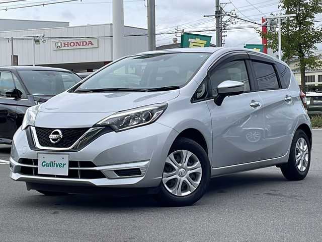 日産 ノート X 長野県 2017(平29)年 1.1万km ダークメタルグレー 社外ナビ/ETC/衝突軽減ブレーキ/レーンキープアシスト/オートライト/アイドリングストップ/AC/ヘッドライトレベライザー/スマートキー/ISOFIX/純正ホイールキャップ/電動格納ミラー/禁煙車