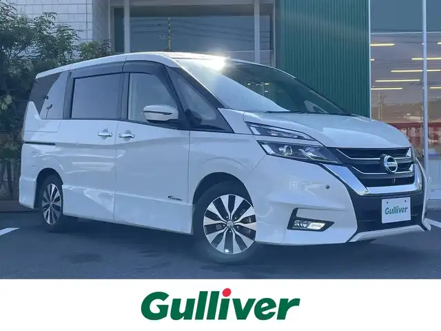 日産 セレナ ハイウェイスター Vセレクション 岡山県 2017(平29)年 5.3万km ブリリアントホワイトパール 純正ナビ　MM317D-W/フルセグTV、CD、DVD、Bluetooth、AM、FM/純正フリップダウンモニター/ETC/バックカメラ/クルーズコントロール/エマージェンシーブレーキ/両側パワースライドドア/TVキャンセラー/ドライブレコーダー