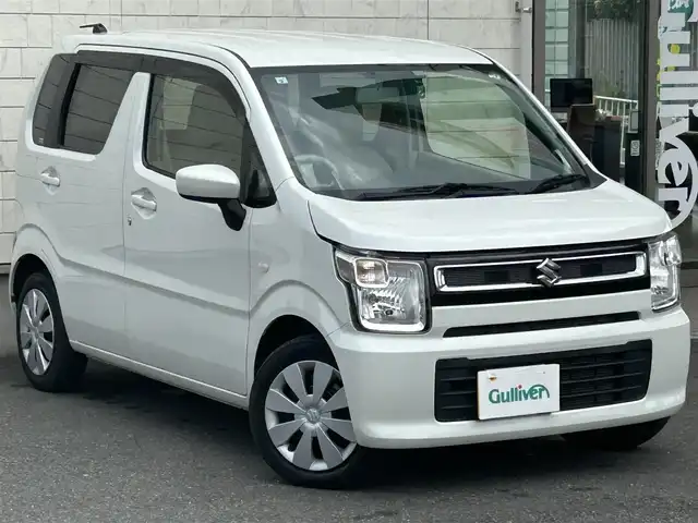 スズキ ワゴンＲ FA 埼玉県 2019(令1)年 2.1万km ピュアホワイトP 登録時20341km/社外ナビ（AM/FM/TV/BT）/Bカメラ/ドラレコ前後/純正ドアバイザー/純正フロアマット/ETC/リモコンキー/スペアキー1本/横滑り防止装置/車両取扱説明書/保証書