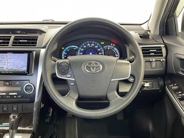 トヨタ カムリ ハイブリット 栃木県 2013(平25)年 18万km ホワイトパールクリスタルシャイン 純正ナビ/（BT/フルセグ/CD/DVD/AM/FM)/横滑り防止/ドライブレコーダー/プッシュスタート/スマートキー/純正アルミホイール/純正フロアマット/電動格納ミラー