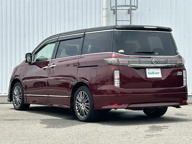 日産 エルグランド 250HWS S アーバンクロム 愛媛県 2021(令3)年 4.5万km ワイン 純正ナビ/Bluetooth/CD/DVD/Blu-ray/フルセグTV/フリップダウンモニター/追従クルコン/電動リアゲート/両側パワースライドドア/前方ドラレコ/バックカメラ/全方位カメラ/コーナーセンサー/純正フロアマット/純正18インチアルミホイール/ETC/USB/LEDオートライト