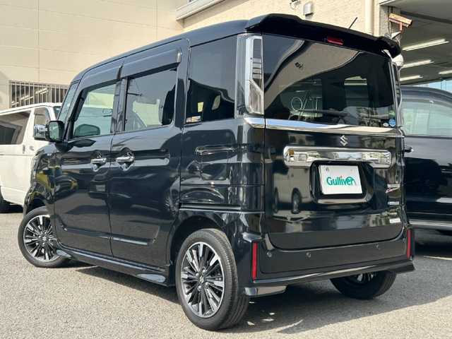 スズキ スペーシア カスタム HYBRID XS 和歌山県 2020(令2)年 2.7万km ブルーイッシュブラックパール3 ワンオーナー/社外ナビ/　＜フルセグＴＶ/DVD/CD/Bluetooth＞/全方位モニター/ＥＴＣ/両側パワースライド/運転席シートヒーター/コーナーセンサー/衝突被害軽減ブレーキ/ヘッドアップディスプレイ/ハーフレザーシート/ステアリングスイッチ/革巻きステアリング/電動格納ミラー/スマートキー×２/純正フロアマット/ドアバイザー/取扱説明書/保証書