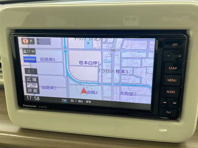 スズキ ラパン X 岐阜県 2017(平29)年 2.9万km フォーンベージュメタリック/ホワイト2トーンルーフ 純正ナビ/(AM/FM/CD/DVD/BT/USB/フルセグ/SD)/全方位モニター/D席シートヒーター/ステアリングリモコン/木目調インパネ/革巻きステアリング/プッシュスタート/スマートキー/HIDヘッドライト/オートライト/衝突軽減ブレーキ/純正フロアマット/純正ドアバイザー/アイドリングストップ/電動格納ミラー/パワーウィンドウ/純正アルミホイール