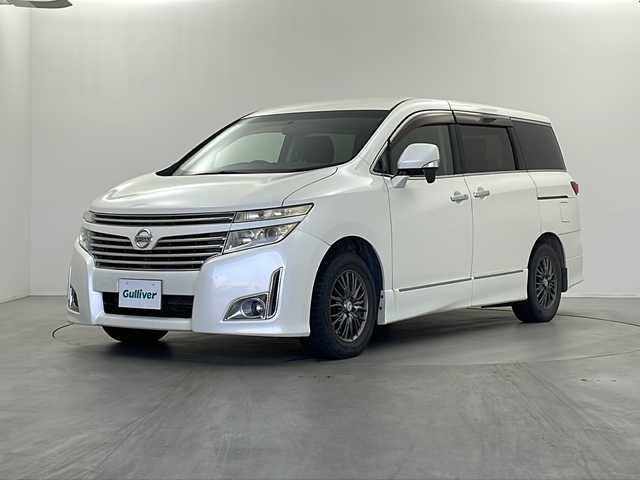 日産 エルグランド 250ハイウェイスター 栃木県 2011(平23)年 19.9万km ブリリアントホワイトパール 社外ナビ/(CD/DVD/BT/AM/FM/ワンセグ）/ETC/フリップダウンモニター/横滑り防止/片側パワースライドドア/助手席、二列目オットマン/MTモード付AT/電動格納ミラー/純正フロアマット
