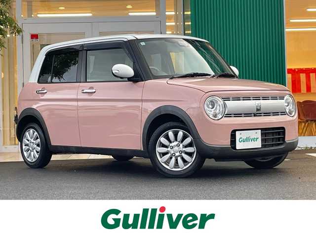 スズキ ラパン X 岡山県 2021(令3)年 4万km コフレピンクパールメタリック/ホワイト2トーンルーフ 純正ナビ　CN-RZ765W/フルセグTV、CD、DVD、Bluetooth、AM、FM/全方位カメラ/前席シートヒーター/オートライト/４WD/スズキセーフティサポート