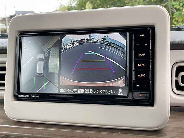 スズキ ラパン X 岡山県 2021(令3)年 4万km コフレピンクパールメタリック/ホワイト2トーンルーフ 純正ナビ　CN-RZ765W/フルセグTV、CD、DVD、Bluetooth、AM、FM/全方位カメラ/前席シートヒーター/オートライト/４WD/スズキセーフティサポート