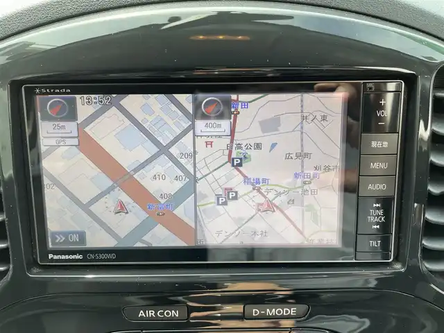 日産 ジューク 15RX タイプV 愛知県 2012(平24)年 3.9万km ダークメタルグレー ワンオーナー/社外ナビ（AM/FM/CD/DVD/BT/フルセグTV）/ETC/バックカメラ/プッシュスタート/電動格納ドアミラー/純正フロアマット/ドアバイザー