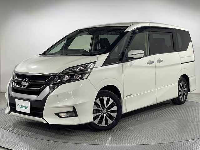 日産 セレナ 広島県 2018(平30)年 4.3万km ブリリアントホワイトパール 禁煙/純正９型ナビ/アラウンドビューモニター/両側パワースライドドア/ドライブレコーダー/クルーズコントロール/前後コーナーセンサー/ＬＥＤヘッドライト/踏み間違い抑制/衝突軽減ブレーキ/フォグランプ
