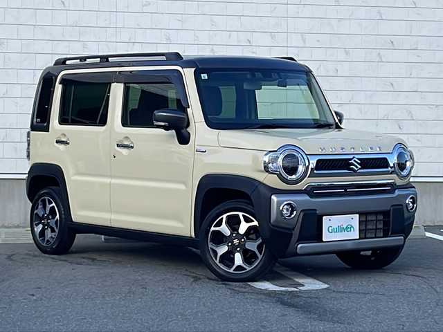 スズキ ハスラー Jスタイル ターボ 岐阜県 2021(令3)年 4.6万km シフォンアイボリーメタリック/ガンメタリック2トーン デュアルカメラブレーキサポート/スズキセーフティサポート/・後退時ブレーキサポート/・車線逸脱抑制制御機能/・車線逸脱警報機能/・パーキングソナー/・横滑り防止装置（ＥＳＰ）/純正ナビ/CD.DVD.BT.USB.SmartphoneLink/全方位カメラ/フルセグ/ハーフレザーシート/シートヒーター/ダウンヒルアシスト/グリップコントロール/ドライブレコーダー/アイドリングストップ/LEDヘッドライト/プッシュスタート/スマートキー
