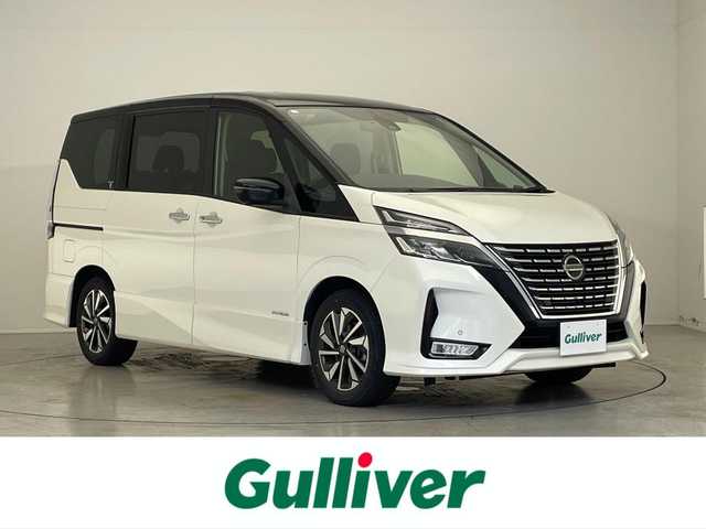 日産 セレナ ハイウェイスター V 滋賀県 2020(令2)年 5.8万km ブリリアントホワイトパール 2トーン 禁煙車/純正10型ナビ/CD/DVD/SD/Bluetooth/フルセグTV/アラウンドビューモニター/フリップダウンモニター/クルーズコントロール/両側パワースライドドア/ステアリングヒーター/シートヒーター/エマージェンシーブレーキ/BSM/ETC/ドラレコ/LEDヘッドライト/オートライト/プッシュスタート/スマートキー/純正アルミホイール