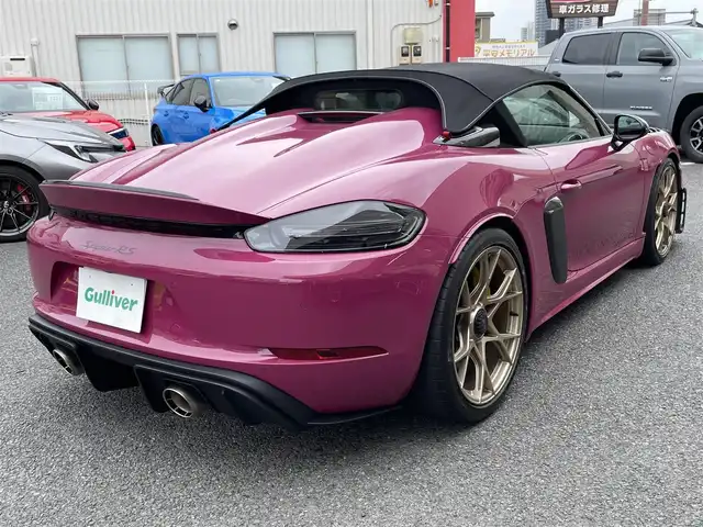 ポルシェ ポルシェ ７１８スパイダー RS 神奈川県 2025(令7)年 0.1万km パープル ヴァイザッハパッケージ/特注カラー：ルービースターネオ/ワンオーナー/サテンネオジム塗装20インチAW/ポルシェセラミックブレーキ(PCCB)/カーボンフロントリッド/フロントリフト/LEDヘッドライト/スポーツクロノパッケージ/PASM/純正フルバケットシート/純正メモリーナビ/純正USB/BT/SD再生/バックモニター/ETC2.0/クルーズコントロール/コーナーセンサー/キーレス×2/アイドリングストップ/純正フロアマット/保証書・取説あり