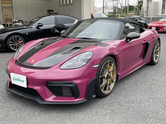 ポルシェ ポルシェ ７１８スパイダー RS 神奈川県 2025(令7)年 0.1万km パープル ヴァイザッハパッケージ/特注カラー：ルービースターネオ/ワンオーナー/サテンネオジム塗装20インチAW/ポルシェセラミックブレーキ(PCCB)/カーボンフロントリッド/フロントリフト/LEDヘッドライト/スポーツクロノパッケージ/PASM/純正フルバケットシート/純正メモリーナビ/純正USB/BT/SD再生/バックモニター/ETC2.0/クルーズコントロール/コーナーセンサー/キーレス×2/アイドリングストップ/純正フロアマット/保証書・取説あり