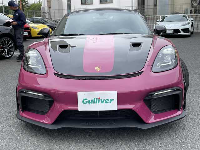 ポルシェ ポルシェ ７１８スパイダー RS 神奈川県 2025(令7)年 0.1万km パープル ヴァイザッハパッケージ/特注カラー：ルービースターネオ/ワンオーナー/サテンネオジム塗装20インチAW/ポルシェセラミックブレーキ(PCCB)/カーボンフロントリッド/フロントリフト/LEDヘッドライト/スポーツクロノパッケージ/PASM/純正フルバケットシート/純正メモリーナビ/純正USB/BT/SD再生/バックモニター/ETC2.0/クルーズコントロール/コーナーセンサー/キーレス×2/アイドリングストップ/純正フロアマット/保証書・取説あり