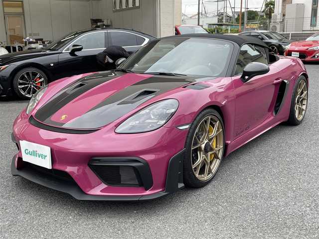 ポルシェ ポルシェ ７１８スパイダー RS 神奈川県 2025(令7)年 0.1万km パープル ヴァイザッハパッケージ/特注カラー：ルービースターネオ/ワンオーナー/サテンネオジム塗装20インチAW/ポルシェセラミックブレーキ(PCCB)/カーボンフロントリッド/フロントリフト/LEDヘッドライト/スポーツクロノパッケージ/PASM/純正フルバケットシート/純正メモリーナビ/純正USB/BT/SD再生/バックモニター/ETC2.0/クルーズコントロール/コーナーセンサー/キーレス×2/アイドリングストップ/純正フロアマット/保証書・取説あり