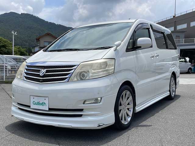トヨタ アルファード Ｇ MZ Gエディション 山梨県 2006(平18)年 15.5万km ホワイトパールマイカ 純正ＨＤＤナビ　/フリップダウン　/ＣＤ／ＭＤ　/純正ビルトインＥＴＣ　/運転席パワーシート　/電動リアゲート　/サンルーフ　/両側パワースライドドア　/前後コーナーセンサー　/オートライト　/盗難防止装置/バックカメラ/ウォークスルー/三列シート/純正フロアマット/レーンキープアシスト