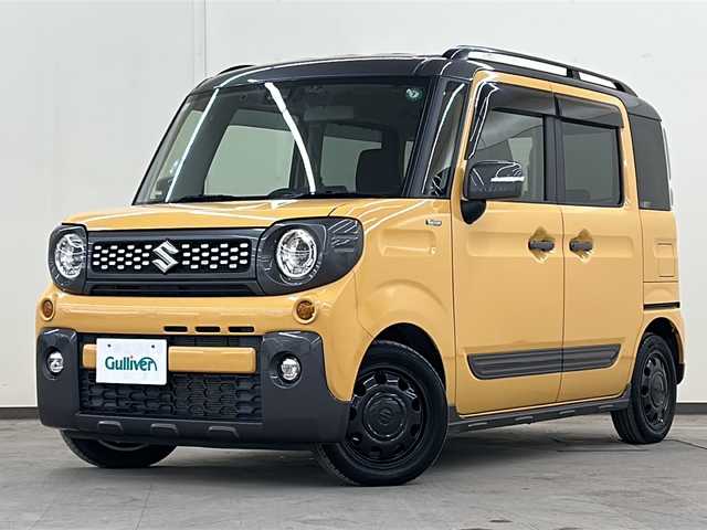 スズキ スペーシア ギア HYBRID XZ 道央・札幌 2019(令1)年 3.8万km アクティブイエロー/ガンメタリック2トーン /4WD//ワンオーナー//寒冷地仕様//社外メモリーナビ/  (DVD/CD/BT/ラジオ/フルセグ)//バックカメラ//衝突軽減ブレーキ//レーンキープアシスト//コーナーセンサー//アイドリングストップ//両側パワースライドドア//前席シートヒーター//革巻きステアリング//ステアリングリモコン//横滑り防止装置//ETC//LEDヘッドライト//フォグライト//オートライト//ウィンカーミラー//電動格納ミラー//ルーフレール//純正フロアマット//純正ドアバイザー//USBソケット//スマートキー//エンジンプッシュスタート//スペアキー//取扱説明書//保証書//ナビ取説