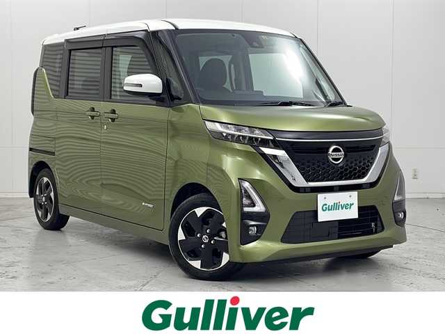 日産 ルークス ハイウェイスター X 茨城県 2022(令4)年 1万km ホワイトソリッド/プレミアムオリーブM 純正アルミホイール/両側スライドドア/LEDヘッドライト/スマートキー/Bluetooth接続/全方位モニター/エンジンスタートボタン/コーナーセンサー/オートライト/盗難防止装置/ABS/横滑り防止装置