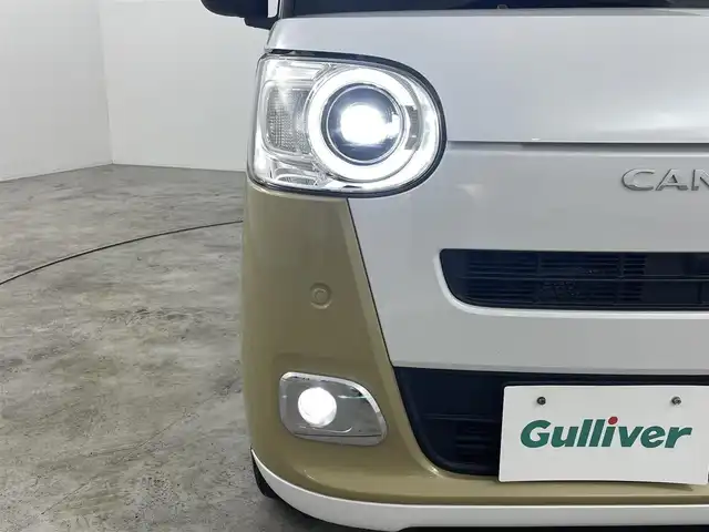 ダイハツ ムーヴ キャンバス ストライプス G 福島県 2022(令4)年 1.8万km シャイニングホワイトパール/サンドベージュメタリック スマートアシスト　/・衝突軽減/・車線逸脱警報/・オートマチックハイビーム/・コーナーセンサー/バックカメラ　/両側パワースライドドア　/社外ディスプレイオーディオ　/ステアリングスイッチ　/・革巻きステアリング/・チルトステアリング/・革巻きステアリング/シートヒーター　/プッシュスタート/・スマートキー　/オートライト　/・ＬＥＤライト　/・フォグライト/電子パーキング/・ブレーキホールド/