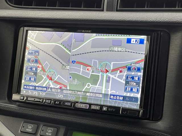 トヨタ アクア S 福岡県 2013(平25)年 10.3万km ブラックマイカ 社外ナビ（ＣＤ，ＤＶＤ，Ｂｌｕｅｔｏｏｔｈ，フルセグＴＶ）　/ＥＴＣ　/エンジンプッシュスタート　/スペアキー　/電動格納式ドアミラー　/ＥＣＯモード　/ＥＶモード　/純正フロアマット　/ドアバイザー　/オートライト