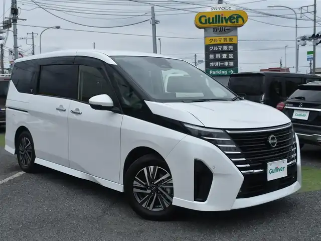 日産 セレナ ハイウェイスター V 神奈川県 2023(令5)年 1.7万km プリズムホワイト ワンオーナー/12.3インチ純正ナビ/フルセグテレビ/B/Tオーディオ/インテリジェントアラウンドビューモニター/ETC2.0/デジタルインナーミラー/プロパイロット/インテリジェントエアマージェンシーブレーキ他/ハンズフリー両側パワースライドドア/LEDヘッドライト/純正フロアマット/純正サイドバイザー/ロールサンシェード/インテリジェントキー/取扱説明書/保証書