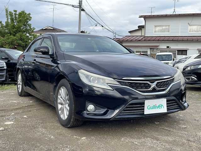 トヨタ マークＸ 250G 福島県 2013(平25)年 7.1万km ブラック メモリーナビ/バックカメラ/ETC/MTモード付AT/スマートキー/プッシュスタート/オートライト/キセノンライト/パワーシート（D席）/横滑り防止装置/社外AWスタッドレスタイヤ/（215/60R16、13年製造）/ドアバイザー/純正フロアマット