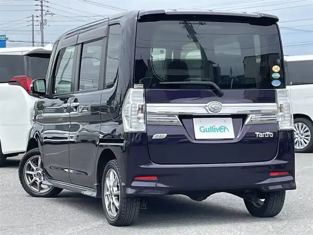 ダイハツ タント カスタム X SA 道央・札幌 2013(平25)年 7.8万km ナイトシャドーパープルクリスタルM ４WD/社外ディスプレイオーディオ/AM/FM/CD/BT/スマートアシスト/衝突被害軽減ブレーキ/横滑り防止装置/エコアイドル/片側パワースライドドア/プッシュスタート/スマートキー/LEDヘッドライト/オートライト/フォグランプ/電動格納ミラー/ウィンカーミラー/純正フロアマット/ドアバイザー/スペアキー/純正AW付夏タイヤ積込/155/65/R14/2020年/山5mm