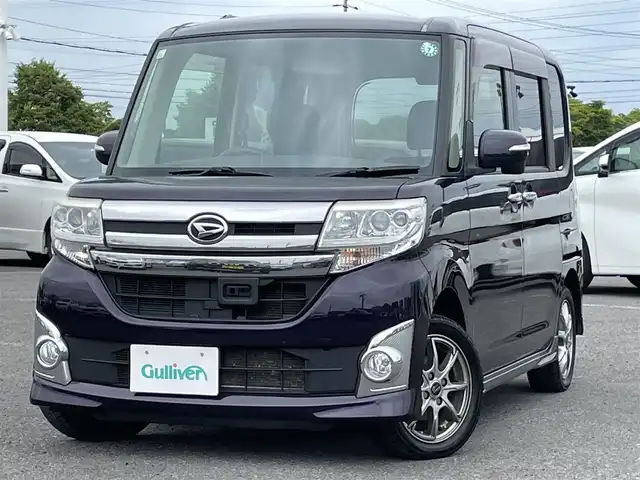 ダイハツ タント カスタム X SA 道央・札幌 2013(平25)年 7.8万km ナイトシャドーパープルクリスタルM ４WD/社外ディスプレイオーディオ/AM/FM/CD/BT/スマートアシスト/衝突被害軽減ブレーキ/横滑り防止装置/エコアイドル/片側パワースライドドア/プッシュスタート/スマートキー/LEDヘッドライト/オートライト/フォグランプ/電動格納ミラー/ウィンカーミラー/純正フロアマット/ドアバイザー/スペアキー/純正AW付夏タイヤ積込/155/65/R14/2020年/山5mm