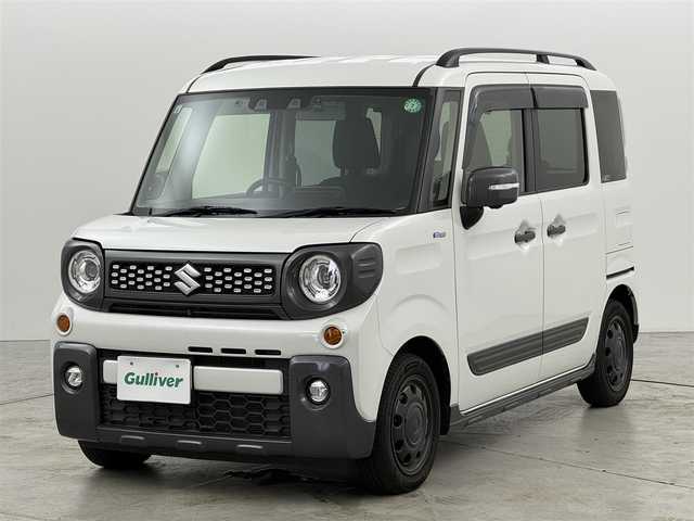 スズキ スペーシア ギア HYBRID XZターボ 福岡県 2021(令3)年 8.3万km ピュアホワイトP 純正８型ナビ（フルセグＴＶ）　/全方位カメラ　/衝突軽減　/レーンキープ　/コーナーセンサー　/両側パワースライドドア　/ルーフレール　/パドルシフト　/アイドリングストップ　/シートヒーター　/前後ドラレコ　/ＥＴＣ
