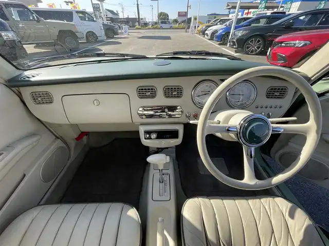 日産 フィガロ フルオープントップ 長崎県 1991(平3)年 8.8万km 緑 全国2万台限定車/社外オーディオ/白本革シート/ETC