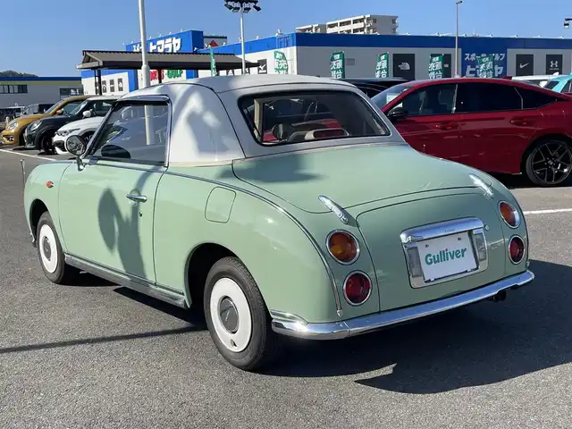 日産 フィガロ フルオープントップ 長崎県 1991(平3)年 8.8万km 緑 全国2万台限定車/社外オーディオ/白本革シート/ETC