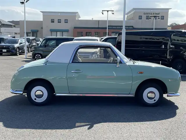 日産 フィガロ フルオープントップ 長崎県 1991(平3)年 8.8万km 緑 全国2万台限定車/社外オーディオ/白本革シート/ETC