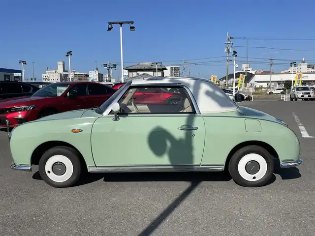 日産 フィガロ フルオープントップ 長崎県 1991(平3)年 8.8万km 緑 全国2万台限定車/社外オーディオ/白本革シート/ETC