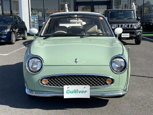 日産 フィガロ フルオープントップ 長崎県 1991(平3)年 8.8万km 緑 全国2万台限定車/社外オーディオ/白本革シート/ETC