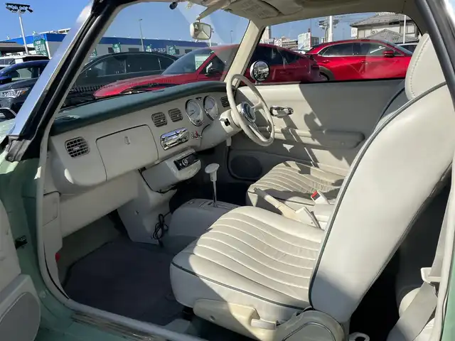 日産 フィガロ フルオープントップ 長崎県 1991(平3)年 8.8万km 緑 全国2万台限定車/社外オーディオ/白本革シート/ETC
