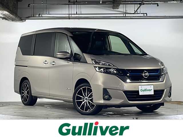 日産 セレナ e－パワー XV 広島県 2018(平30)年 6万km カシミヤグレージュ 禁煙/社外9型SDナビ/CD/DVD/SD/BT/フルセグTV/アラウンドビューモニター/社外12.8型フリップダウンモニター(RXH12X-L)/プロパイロット/ハイビームアシスト/エマージェンシーブレーキ/インテリジェント DA（ふらつき警報）/標識検知機能/インテリジェント LI（車線逸脱防止支援システム）/LDW（車線逸脱警報）/インテリジェント BSI（後側方衝突防止支援システム）/BSW（後側方車両検知警報）/踏み間違い衝突防止アシスト/インテリジェント ルームミラー/オートブレーキホールド/スマートキー/プッシュスタート/純正フロアマット/社外アルミホイール