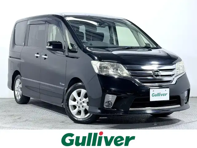 日産 セレナ ハイウェイS G Sハイブリッド 大阪府 2012(平24)年 4.9万km スーパーブラック 純正ナビTV バックカメラ フリップダウンモニター 両側パワースライドドア クルーズコントロール スマートキー プッシュスタート アイドリングストップ オートライト クリアランスソナー ETC
